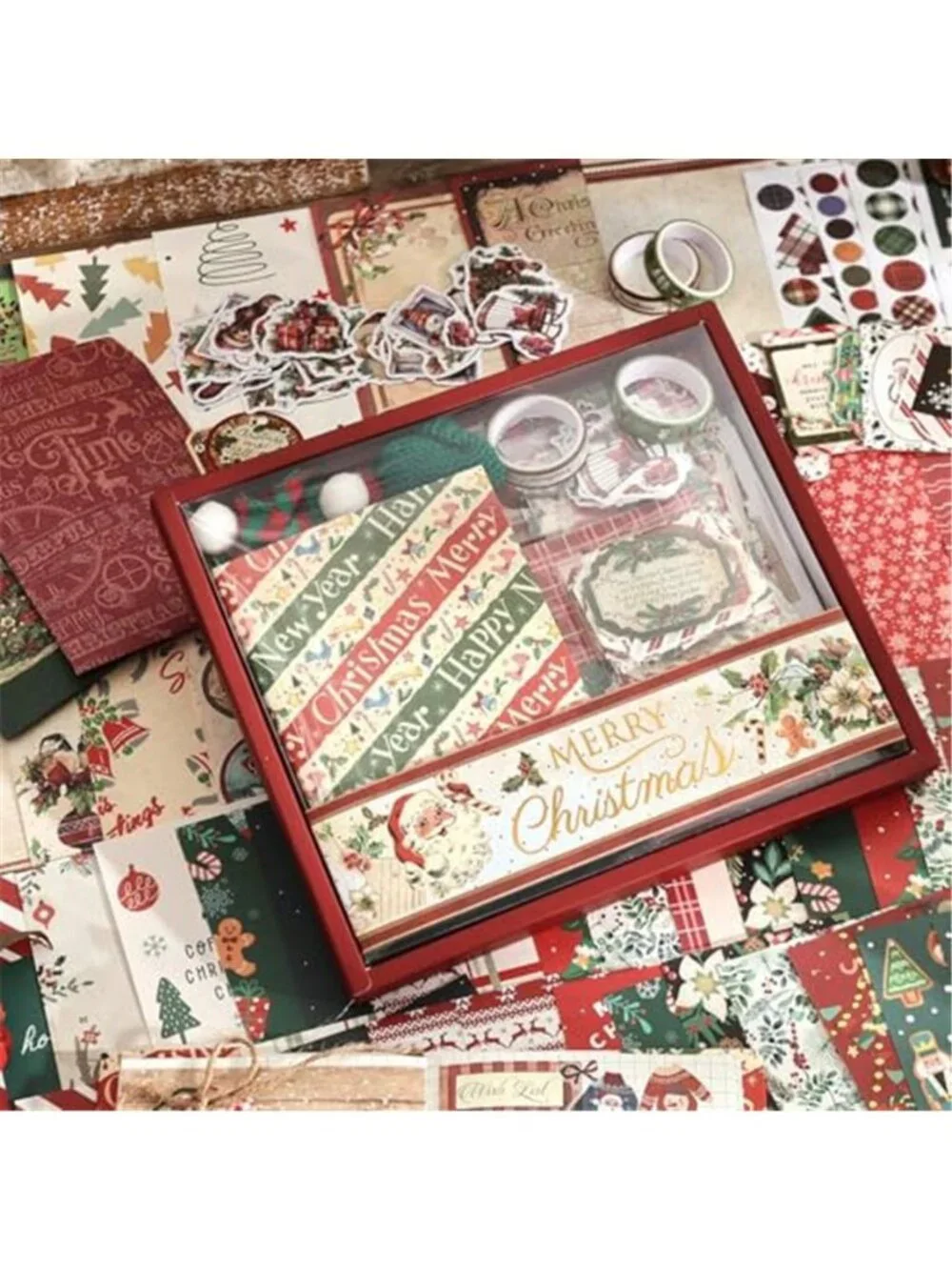 Christmas Scrapbooking Supplies Kit, Aesthetic New Year Festival Scrapbook Kits